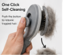 PAWVEXA Self-Cleaning Pet Grooming Brush – Dog & Cat Deshedding Brush – Pink/Grey/Blue